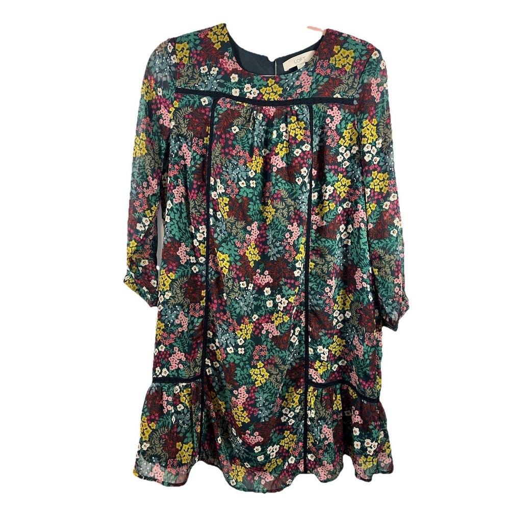 Loft Peasant Dress MP Dark Floral Lace Boho Long Sleeve Cottagecore Modest